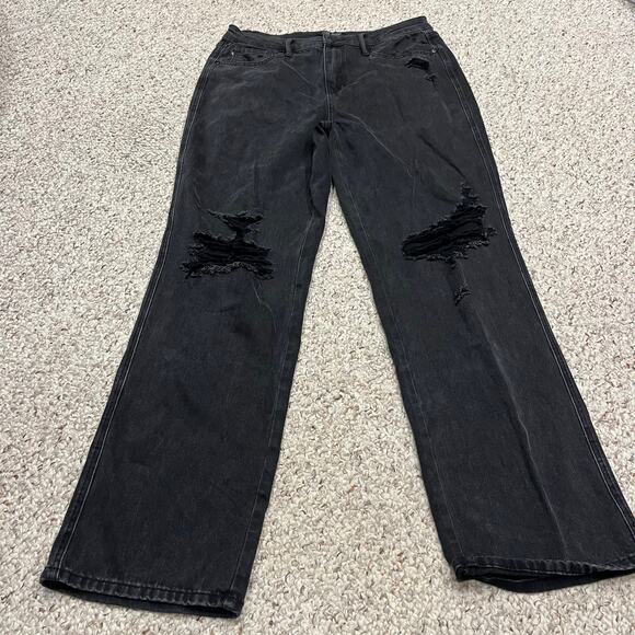 Judy Blue 90s Straight Jeans Sz 15/32 Black Stretch Comfort High Waist Grunge - Picture 1 of 6